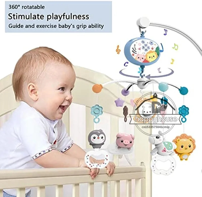 Crib Mobile Remote Music Light Newborn Sensory Toys - Tophatter Daily Deals