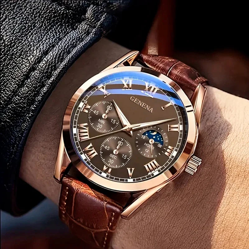 Quartz Watch Leather Strap Dress Casual Fall 2025 Business - Tophatter Daily Deals