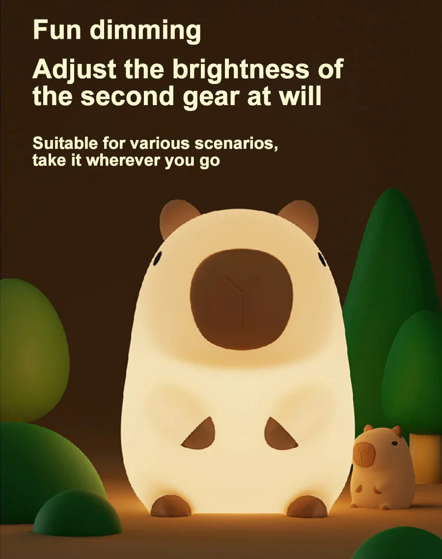 Capybara Silicone Night Light USB Rechargeable Timing Dimming Animals - Tophatter Daily Deals