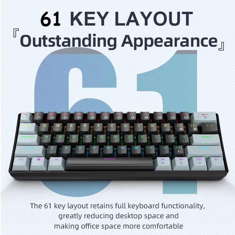 60 Percent Mechanical Mini Keyboard Wired RGB Portable - Tophatter Daily Deals