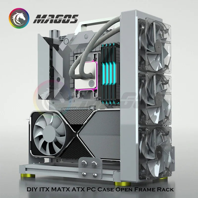Open Frame PC Case Modular ATX MATX ITX Aluminum Rack - Tophatter Daily Deals