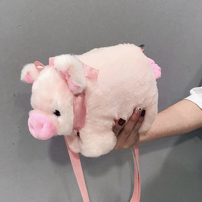 Pink Pig Plush Crossbody Bag Animals - Tophatter Daily Deals
