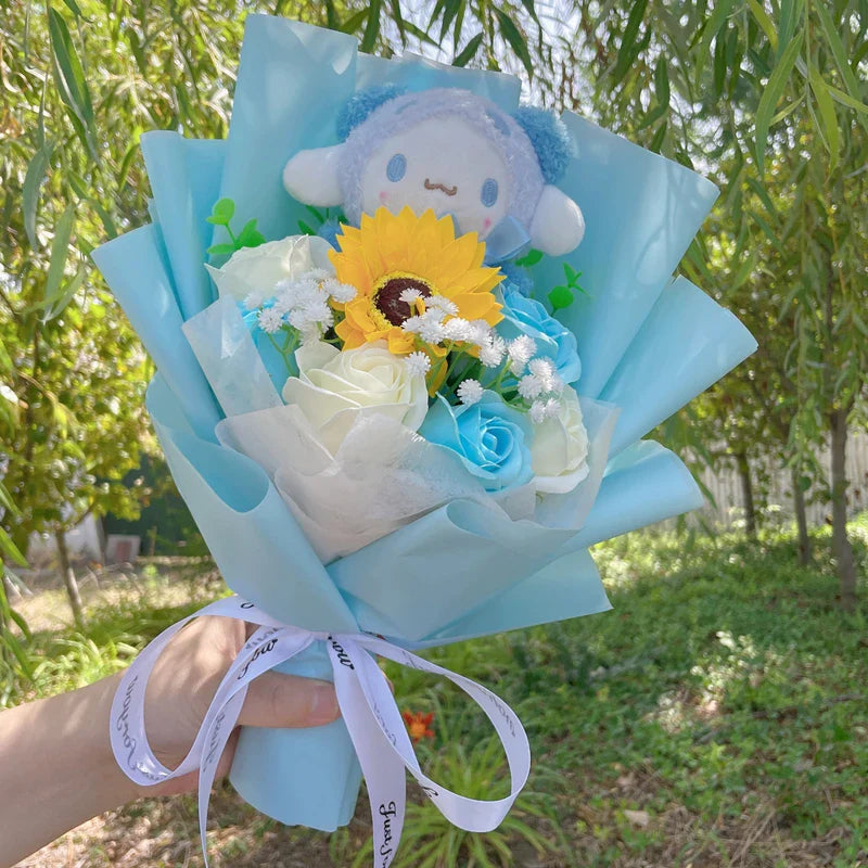 Sanrio Hello Kitty My Melody Kuromi PomPom Purin Cinnamoroll Flowers Plush Toy Flower Bouquet Cinnamoroll Blue Flowers - Tophatter Daily Deals