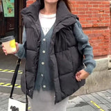 Insulating Women Puffer Vest - Quilted Polyester Winter Black - Tophatter Daily Deals