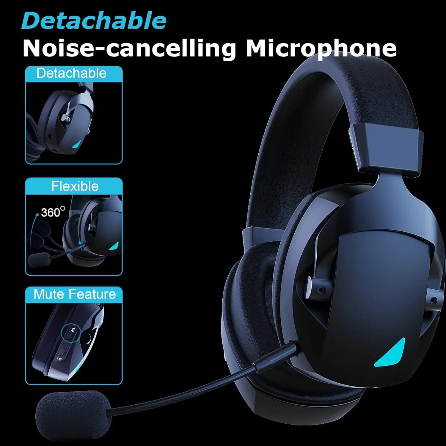 Wireless Gaming Headset Detachable Mic Multi Mode Comfort - Tophatter Daily Deals