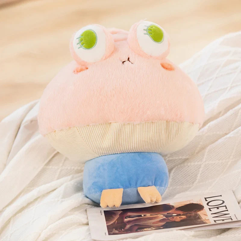 Soft Frog Plushie Stuffed Kawaii Animals Red Mushroom Hat Frogs Pink - 35cm Animals - Tophatter Daily Deals