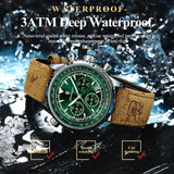 Quartz Chronograph Watch Waterproof Luminous Date Leather - Tophatter Daily Deals