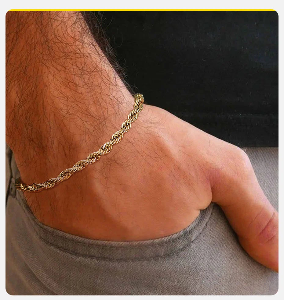 Stainless Steel Rope Chain Bracelet Twisted Singapore - Tophatter Daily Deals