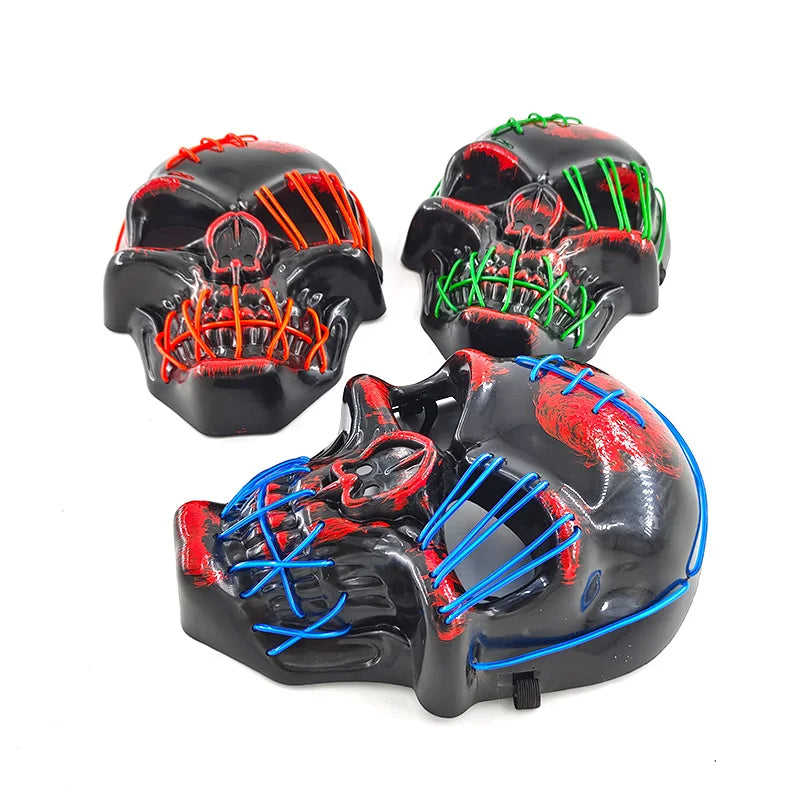LED Glowing Skull Mask Full Face Halloween 2025 Cosplay - Tophatter Daily Deals