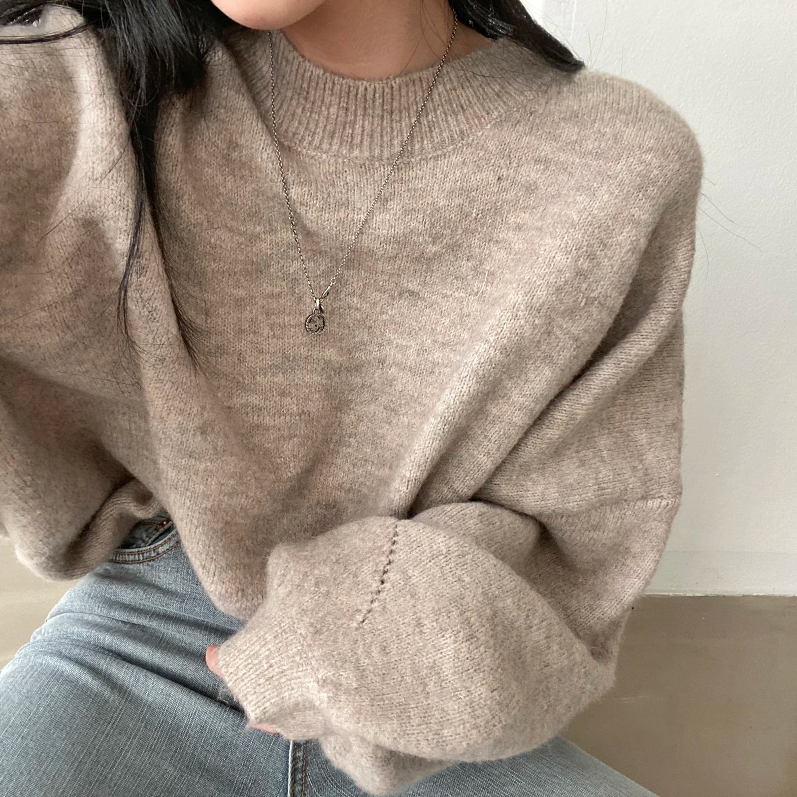 Oversized Cozy Women's Pullover - O Neck, Knit, Office Wear - Tophatter Daily Deals