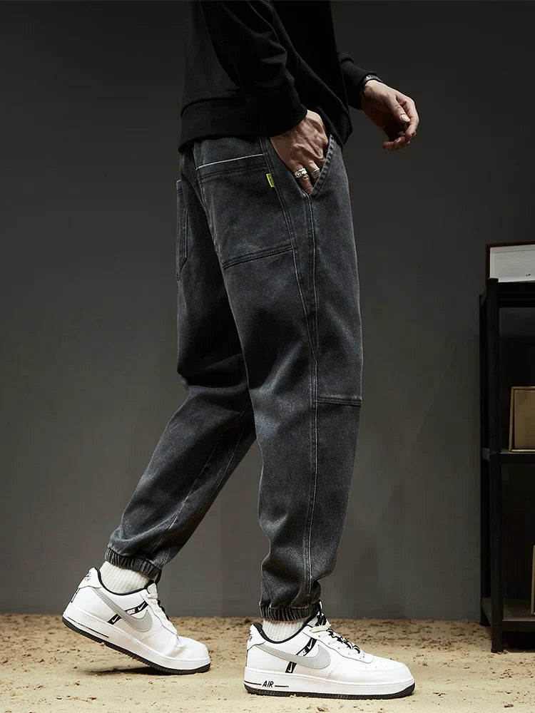Lightweight Men’s Jogger Jeans - Baggy Tapered Cotton Blend - Tophatter Daily Deals