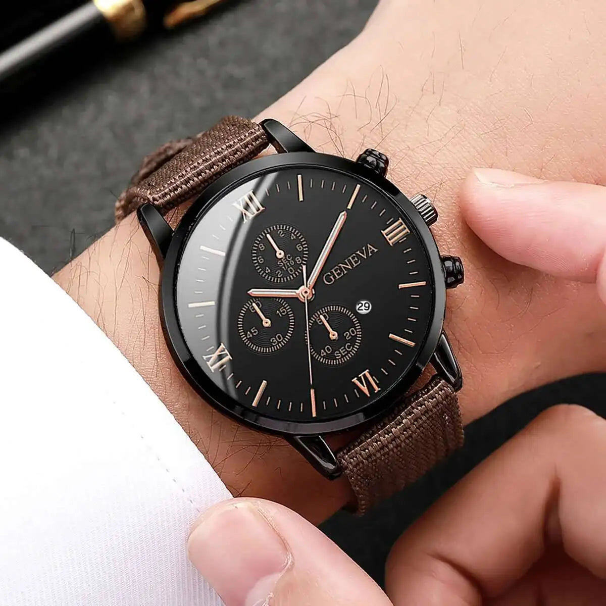 Quartz Watch And Bracelet Set Nylon Band Casual Gift - Tophatter Daily Deals