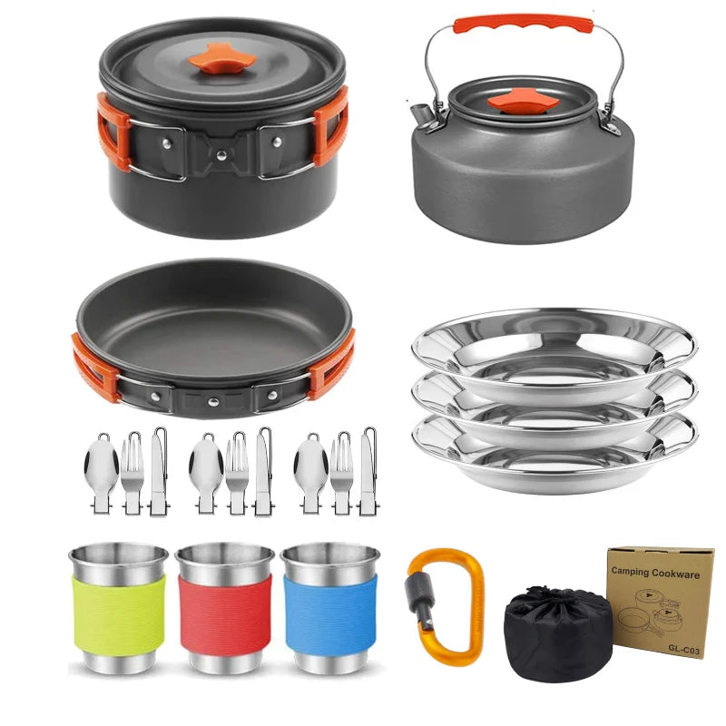 Pot Kettle Camping Cookware Set Grey Camp Cooking - Tophatter Daily Deals