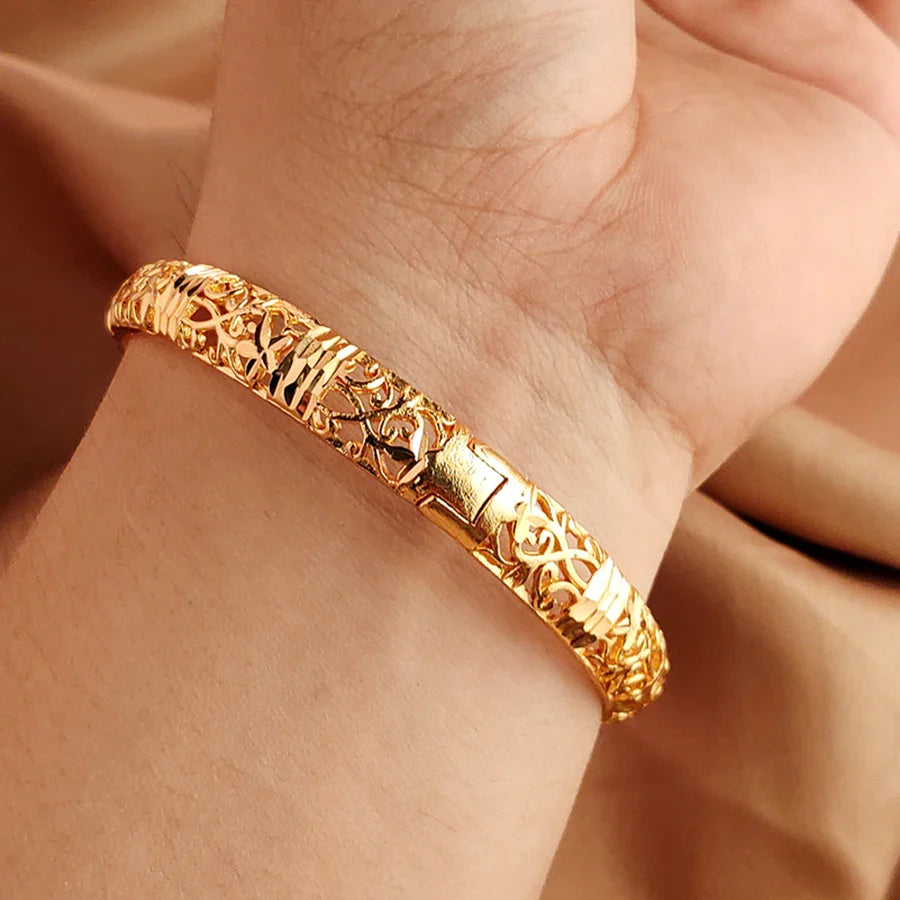 Gold Color Bangle Openwork Wedding Bracelet Dubai Style - Tophatter Daily Deals