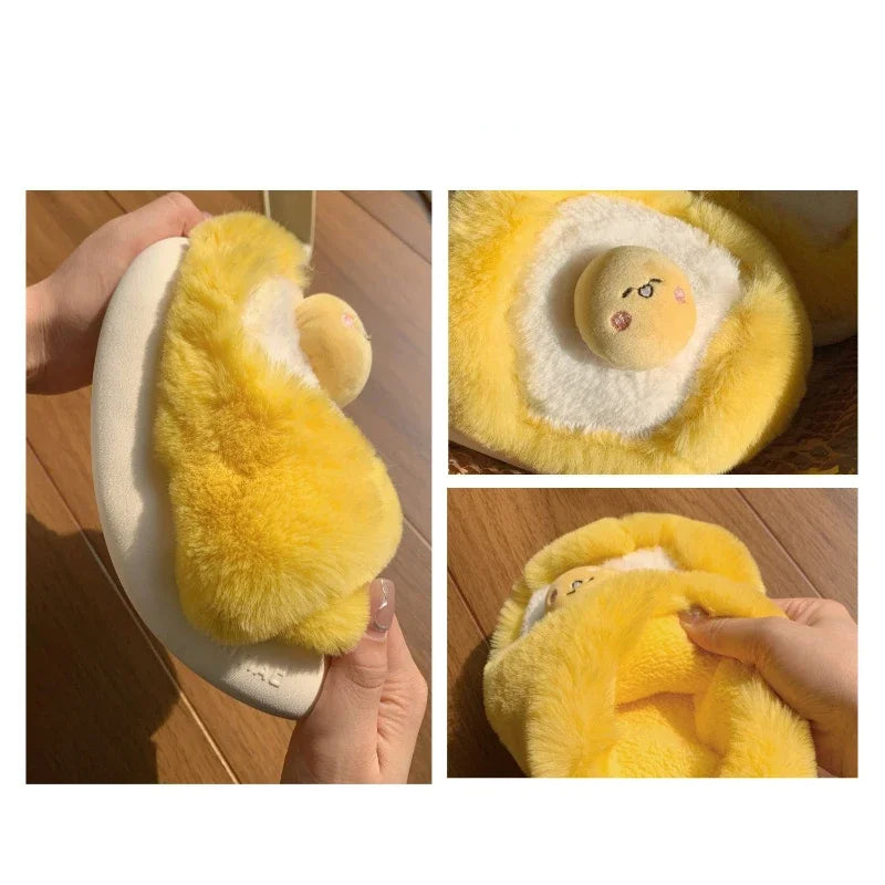 Sanrio Gudetama Cute Soft Fluffy Home Slippers Warm Plush Shoes Food - Tophatter Daily Deals