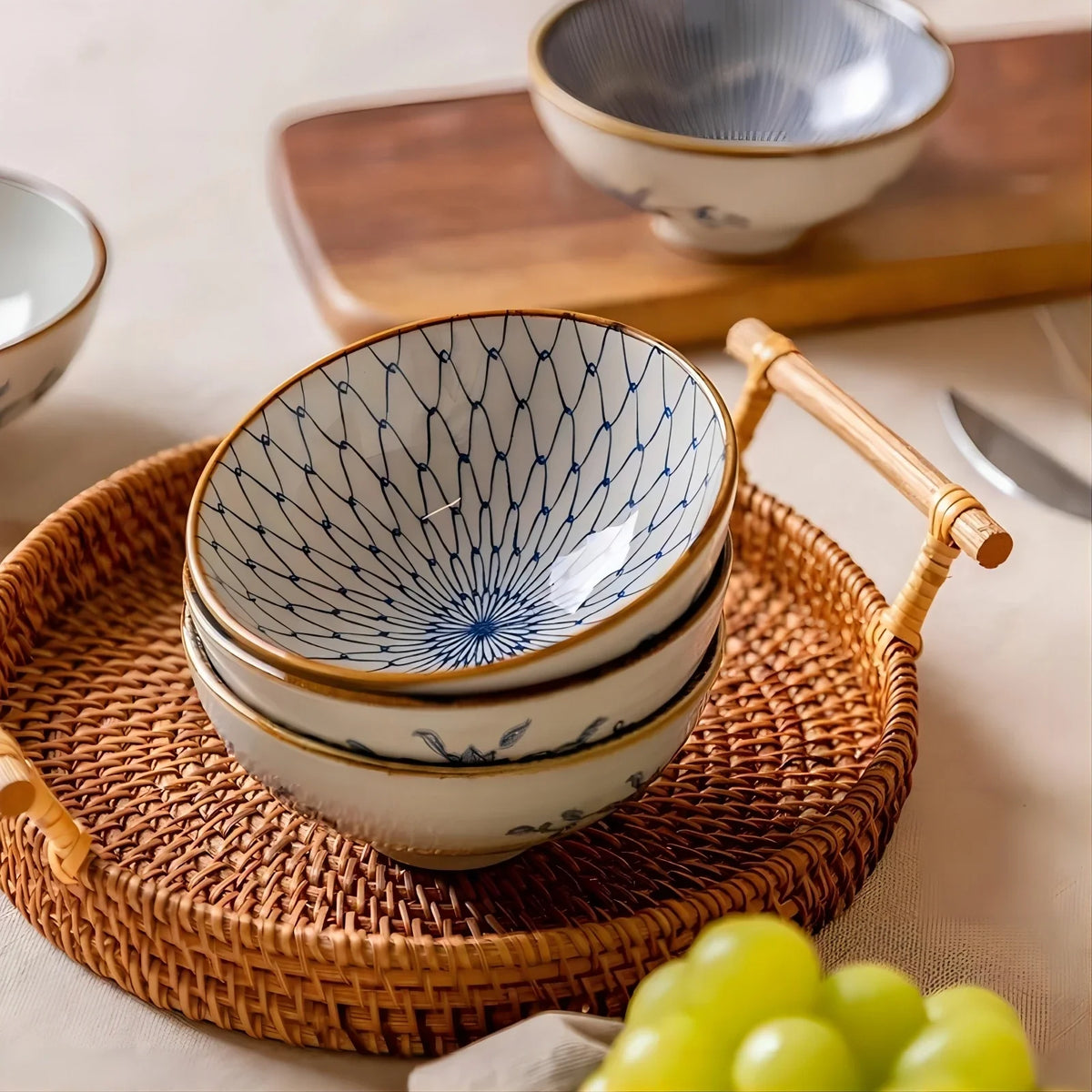 Japanese Ceramic Bowl Set 6pc Microwave Safe Gift Box - Tophatter Daily Deals