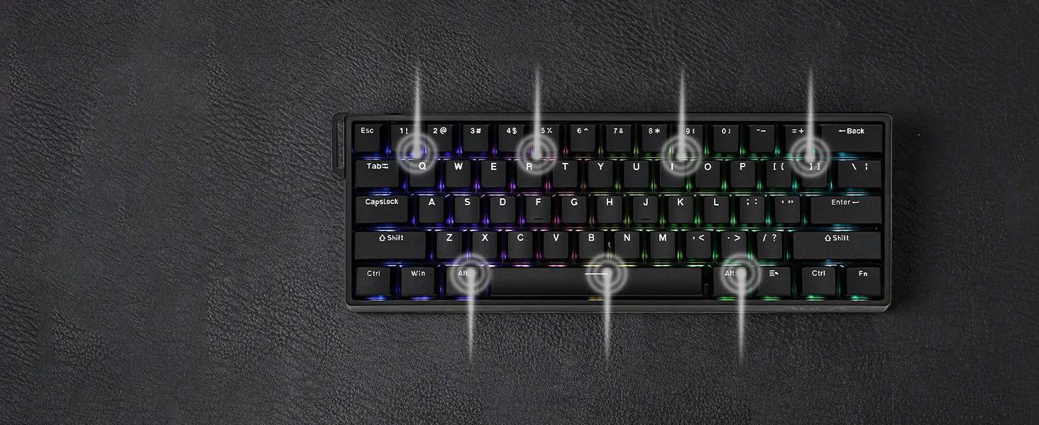Mechanical 60 Percent Hot Swap Keyboard Aluminum RGB Hall - Tophatter Daily Deals