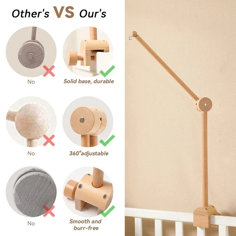 Wooden Crib Mobile Bracket Newborn Sensory Toys Soothing - Tophatter Daily Deals
