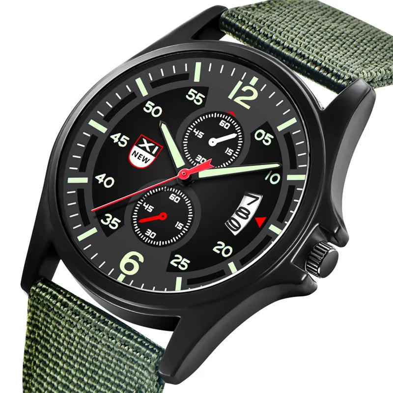Nylon Band Military Quartz Watch With Date Display - Tophatter Daily Deals