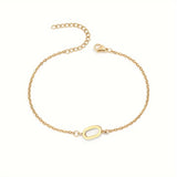 Initial Letter Bead Bracelet Thin Chain Minimalist Elegant O - Tophatter Daily Deals