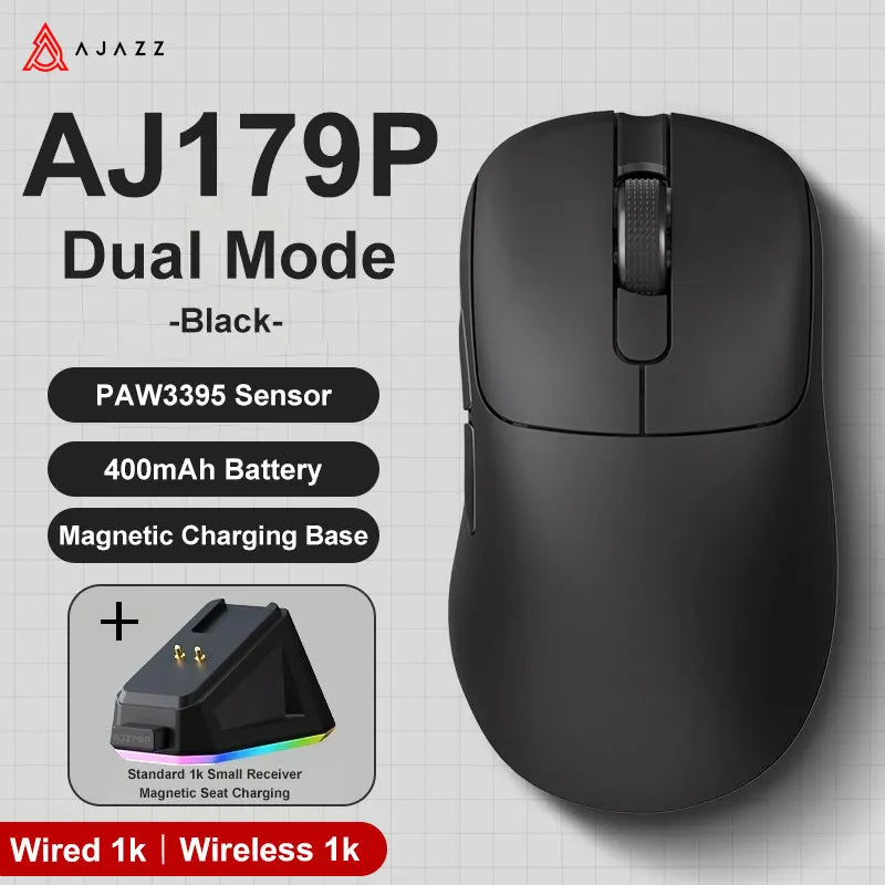 Gaming Mouse Magnetic Charging Ergonomic Lightweight Wireless AJ179P-Black - Tophatter Daily Deals