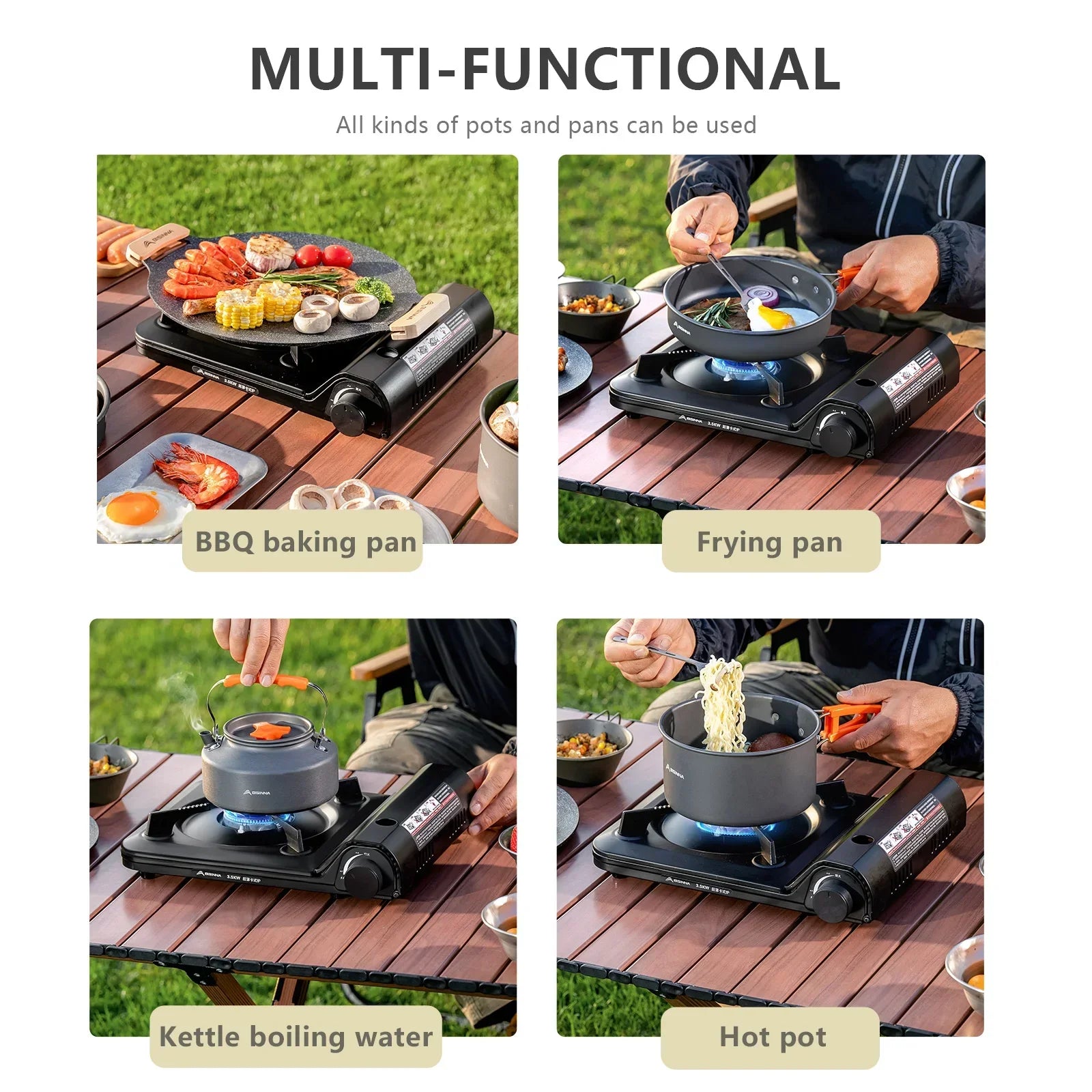3500W Portable Butane Gas Stove Black Camp Cooking - Tophatter Daily Deals