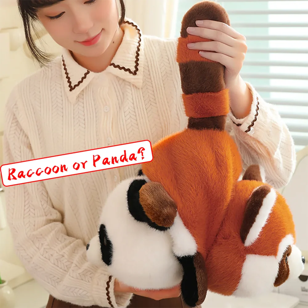 Double-Sided Panda Raccoon Plush Toy Red Panda Animals - Tophatter Daily Deals