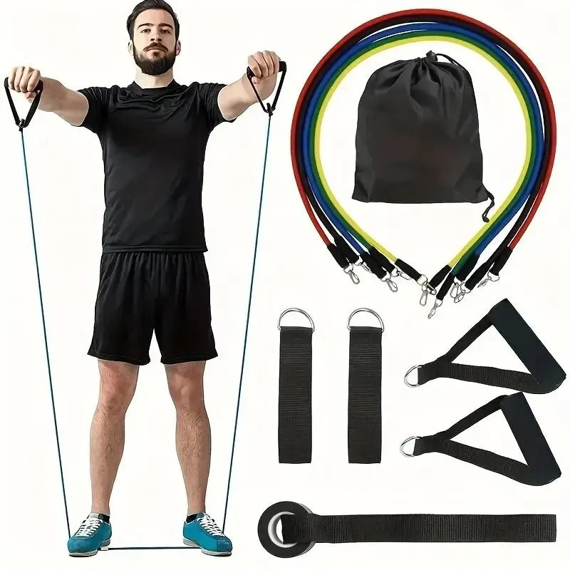 Resistance Bands Set 11Pc Portable Full Body Kit Workout - Tophatter Daily Deals