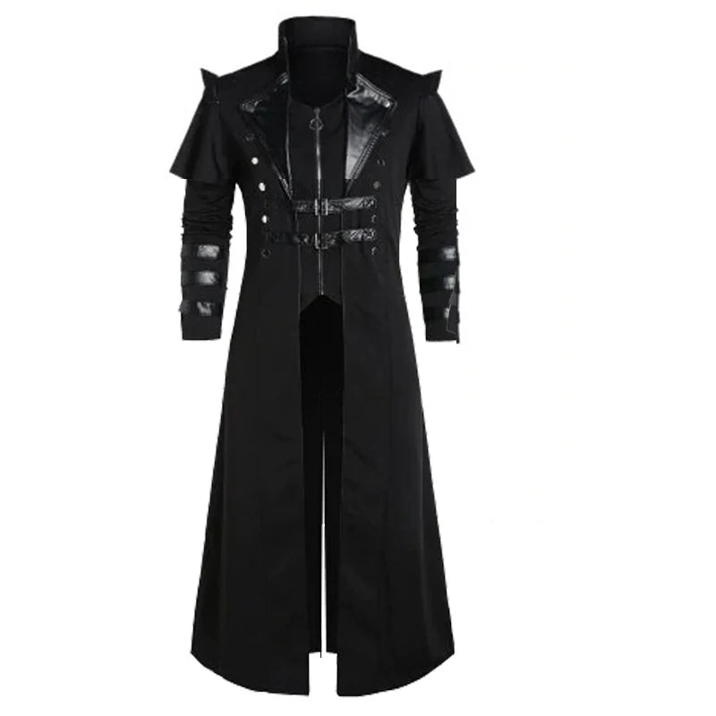 Steampunk Gothic Trench Coat Halloween Costume Jacket Black - Tophatter Daily Deals