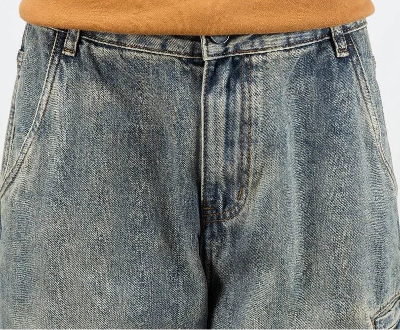 Oversized Men's Denim Jeans - Loose Straight Cut, Washed - Tophatter Daily Deals