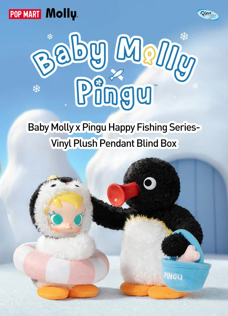 Genuine Pop Mart Baby Molly × Pingu Happy Fishing Series Vinyl Pendant Blind Box Animals - Tophatter Daily Deals