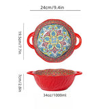 Ceramic Soup Bowl Bohemian Handle Embossed Microwave - Tophatter Daily Deals