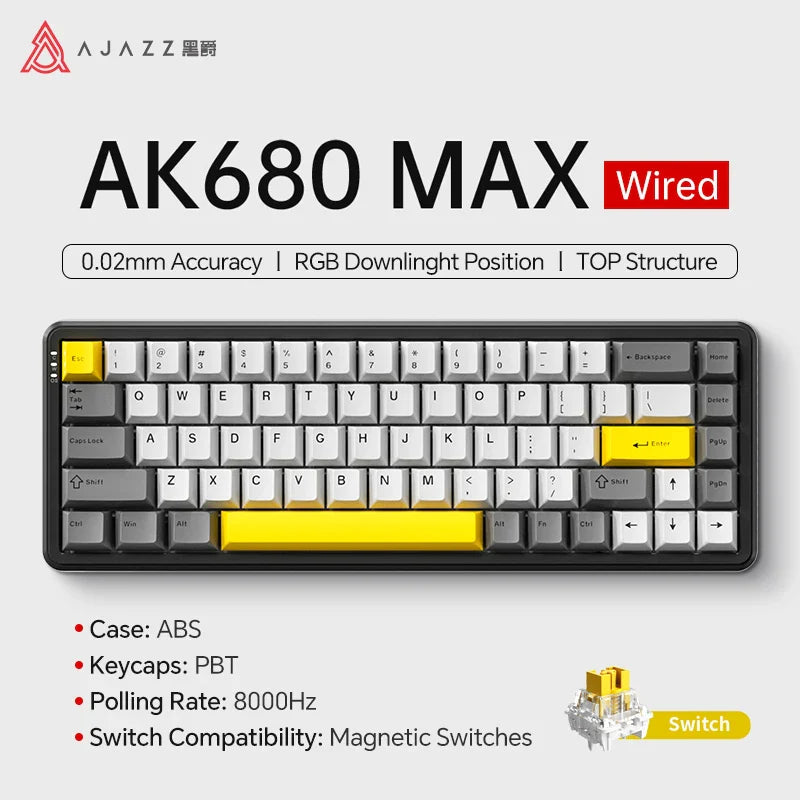 Mechanical Keyboard Sixty Mini Wireless ARGB Magnetic Hall GREY - Tophatter Daily Deals
