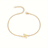 Initial Letter Bead Bracelet Thin Chain Minimalist Elegant N - Tophatter Daily Deals