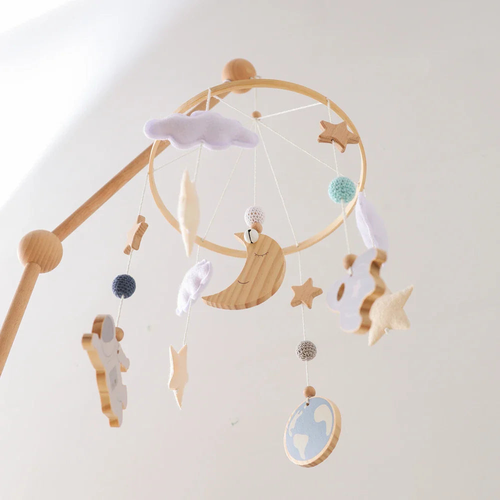 Wooden Rocket Crib Mobile Newborn Sensory Toys Soothing - Tophatter Daily Deals