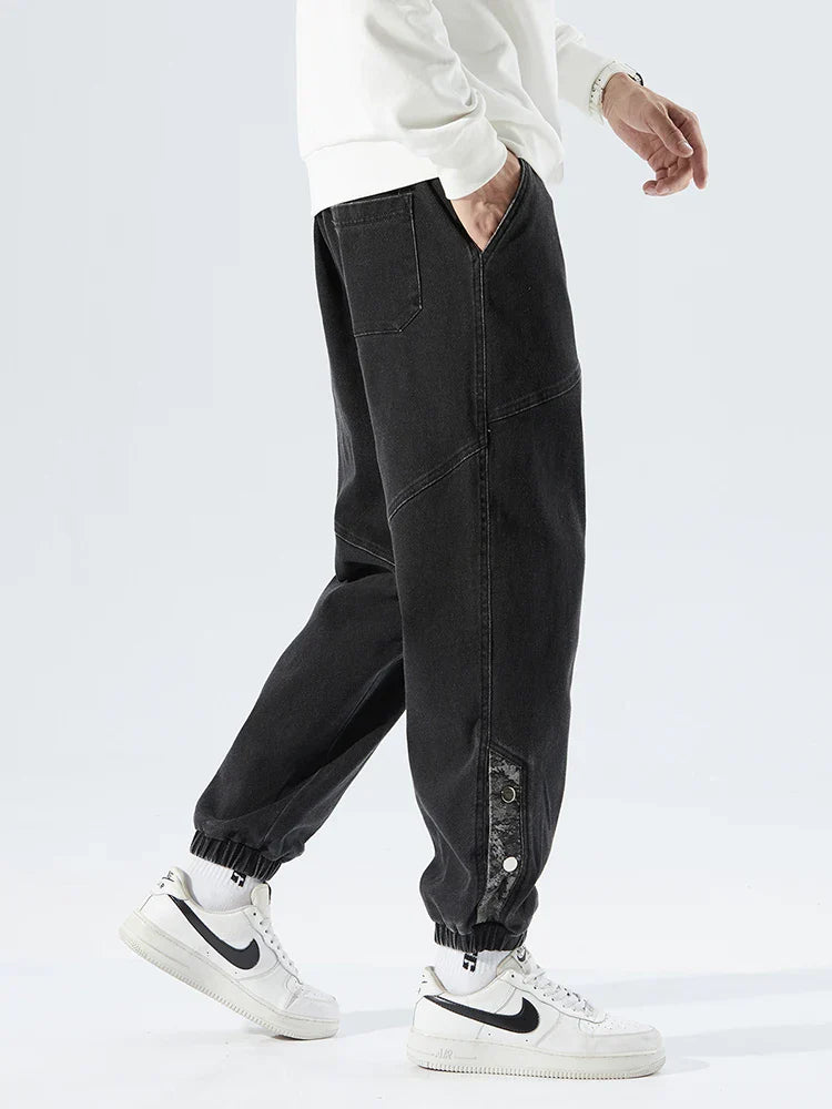 Stretchy Relaxed Men's Denim Joggers - Baggy Tapered, Denim - Tophatter Daily Deals