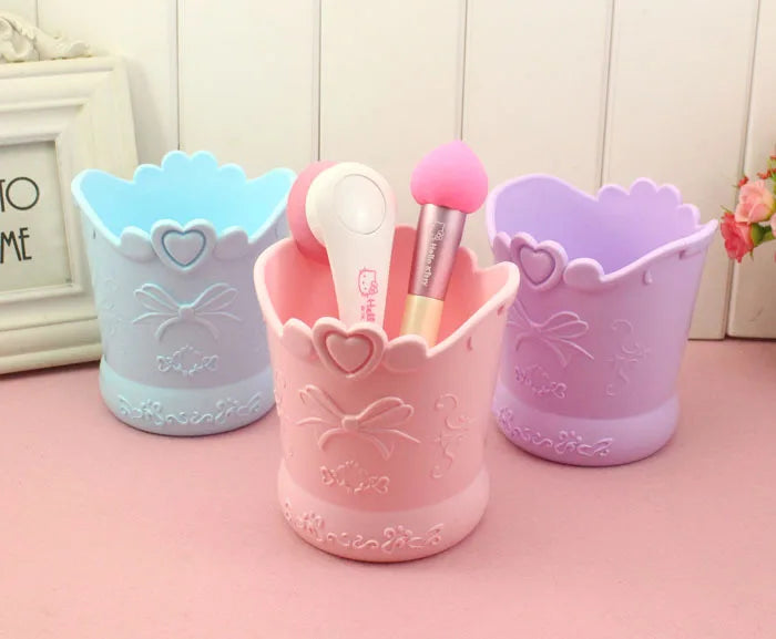Floral Heart Pen Pot Organiser Tub Holder - Pink, Lilac, Blue Flowers - Tophatter Daily Deals