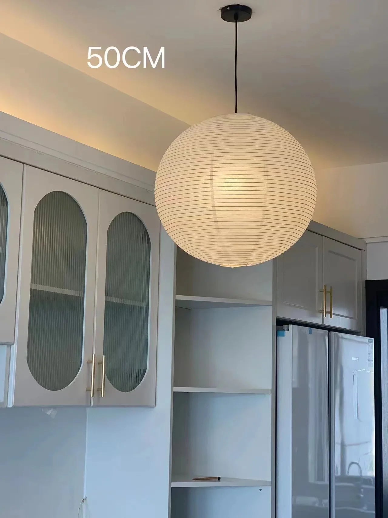 Japandi Pendant Lamp Wabi Sabi Rice Paper Round LED Dimmable - Tophatter Daily Deals