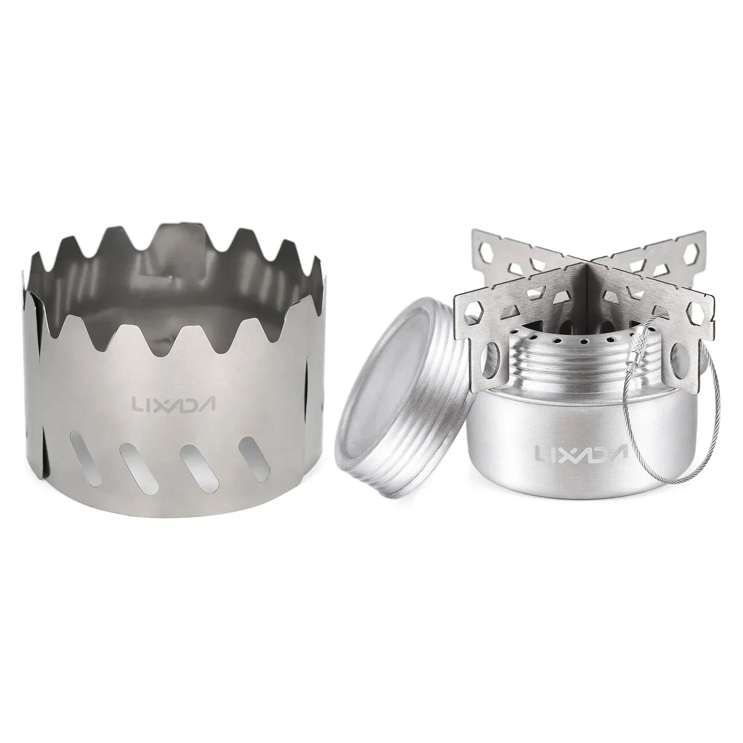 Alcohol Stove Set with Windshield Silver Camp Cooking - Tophatter Daily Deals