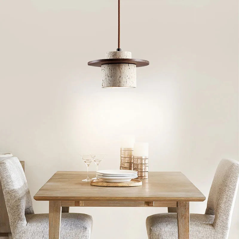 Japandi Wabi Sabi Stone Pendant Light Rustic Bedroom Cafe Lamp - Tophatter Daily Deals