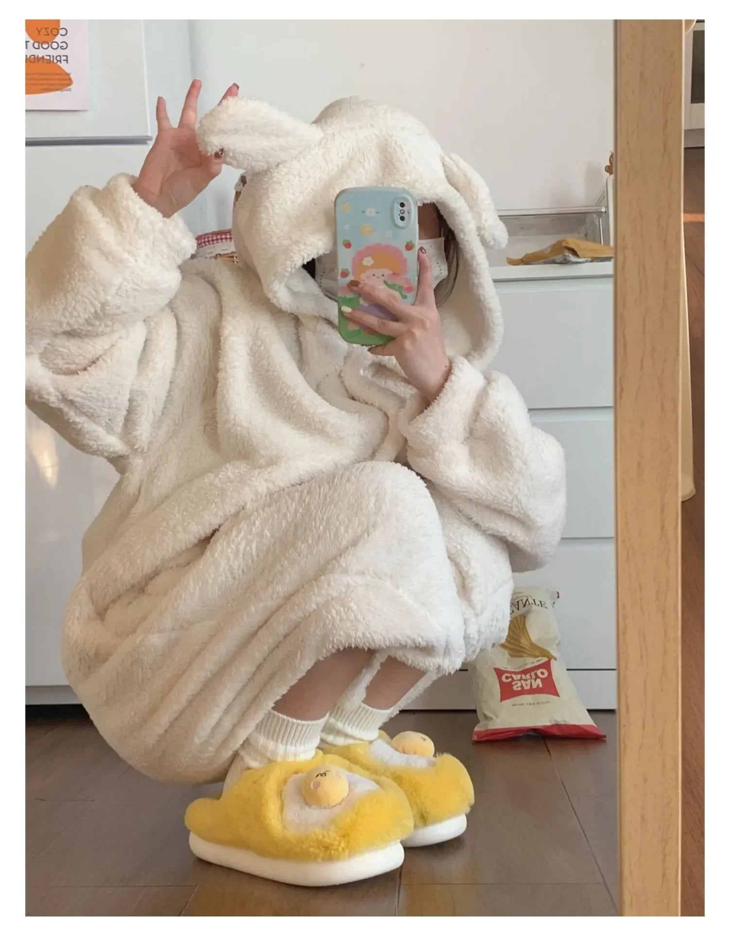 Sanrio Gudetama Cute Soft Fluffy Home Slippers Warm Plush Shoes Food - Tophatter Daily Deals