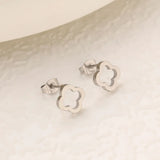Clover Flower Stainless Steel Bracelet Set Gold Gift S5-2pcs-silvery - Tophatter Daily Deals