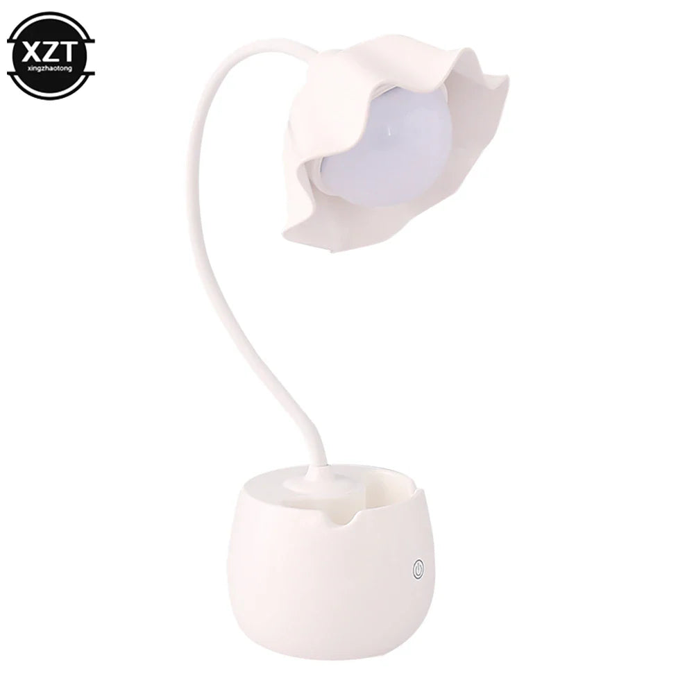 Flower LED Night Light Pen Pot Holder Lamp Pink White Flowers - Tophatter Daily Deals