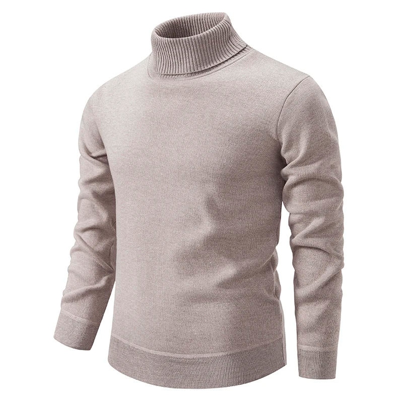 Warm Men’s Turtleneck Sweater - Slim Fit, Wool, Winter Beige - Tophatter Daily Deals