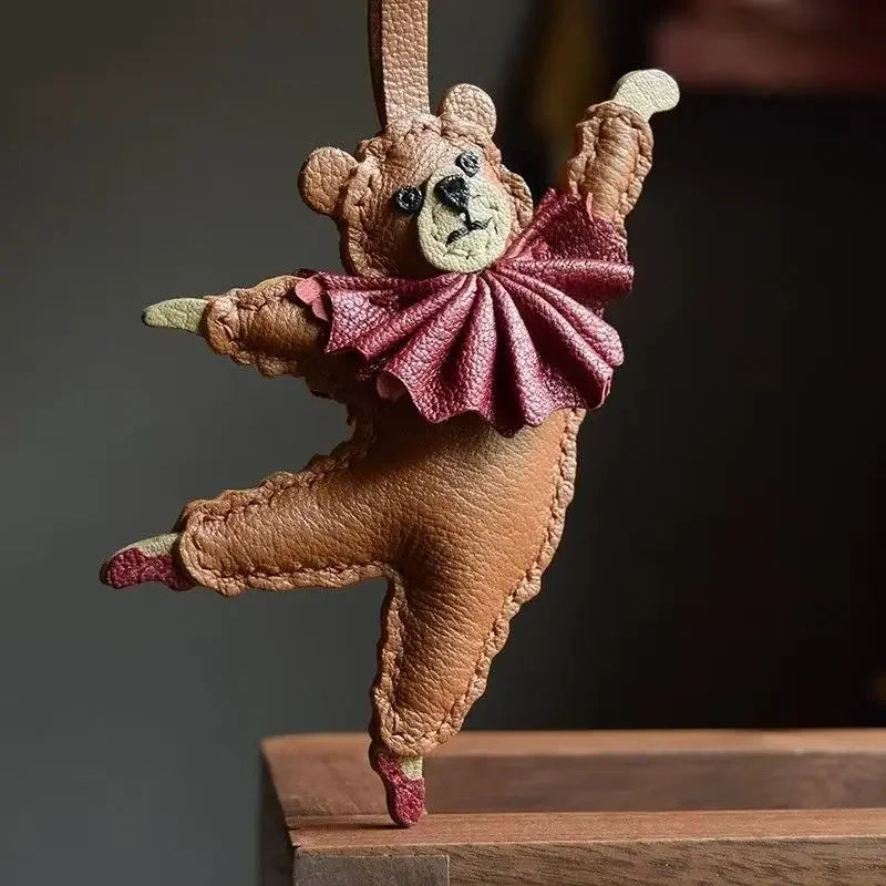 PU Leather Bag Charm Personal Dancing Bear Keychain Gift - Tophatter Daily Deals