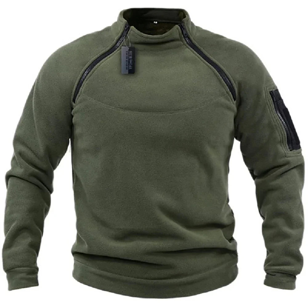 Men's Tactical Fleece Pullover Jacket Outdoor Hiking (Green) Apparel & Accessories > Clothing > Clothing Tops > Sweaters - Tophatter Daily Deals