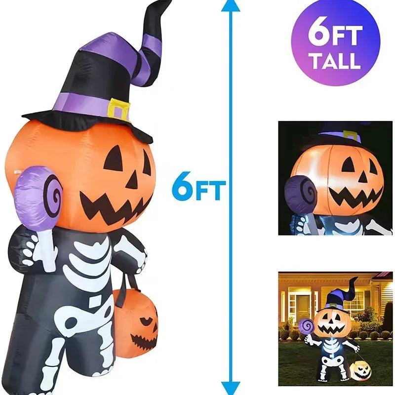 Halloween Inflatable 6ft Pumpkin Skull Yard Decor 2025 - Tophatter Daily Deals