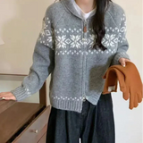 Soft Cozy Women’s Knit Cardigan Jacket – Zip Up Knit Winter Gray One Size - Tophatter Daily Deals