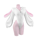 Soft Women's Knitted Bodysuit - Hooded Bunny Ears, Polyester White One Size - Tophatter Daily Deals