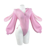 Soft Women's Knitted Bodysuit - Hooded Bunny Ears, Polyester Pink One Size - Tophatter Daily Deals